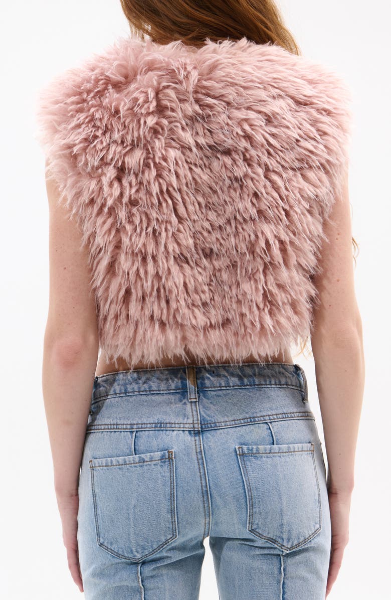 AZALEA WANG Camille Faux Fur Crop Vest, Alternate, color, Pink