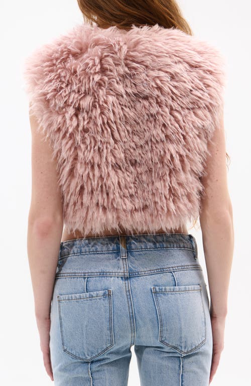 Azalea Wang Camille Faux Fur Crop Vest In Pink