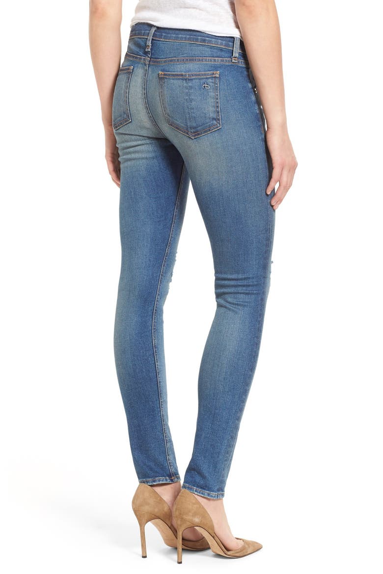 Destroyed Skinny Jeans, Alternate, color, CARMINE