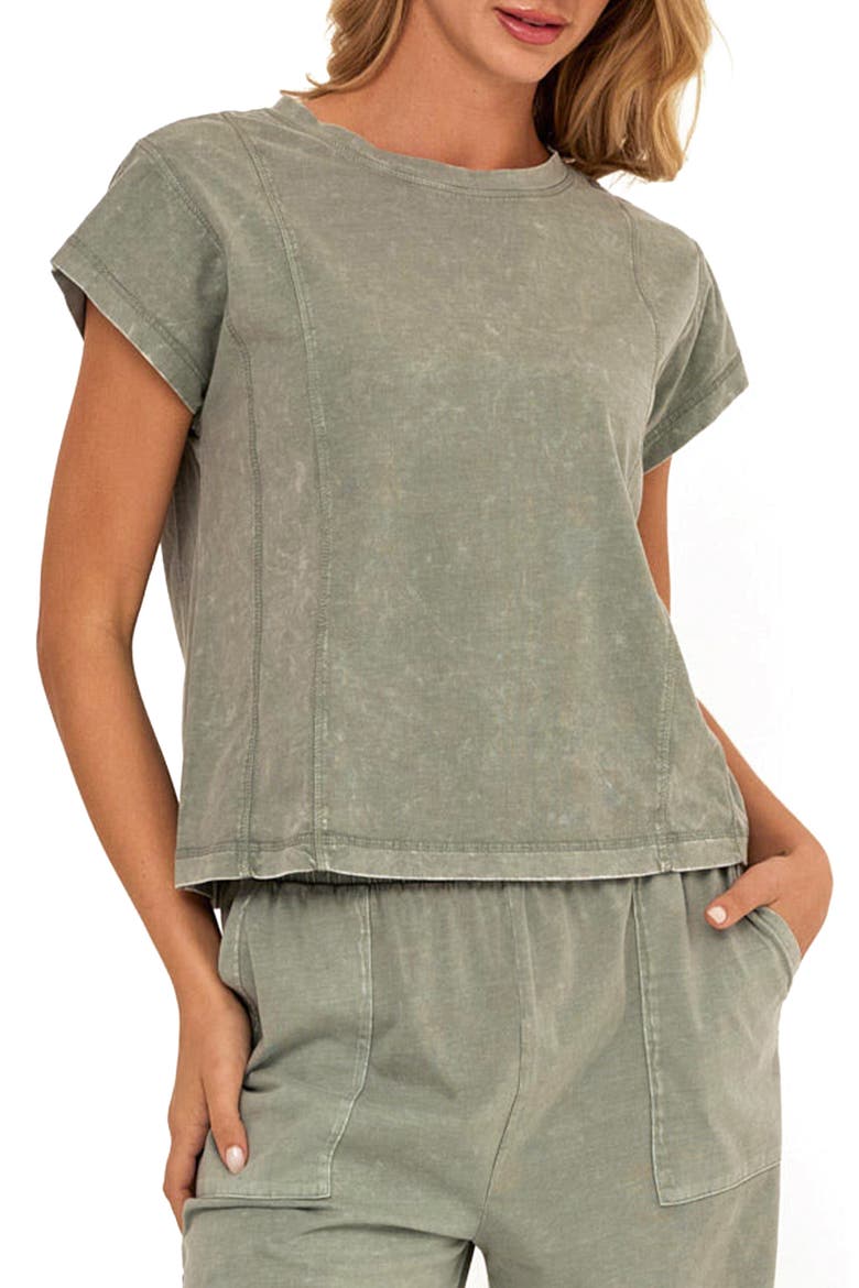 Laurie Mineral Wash Seamed T-Shirt, Main, color, WASABI