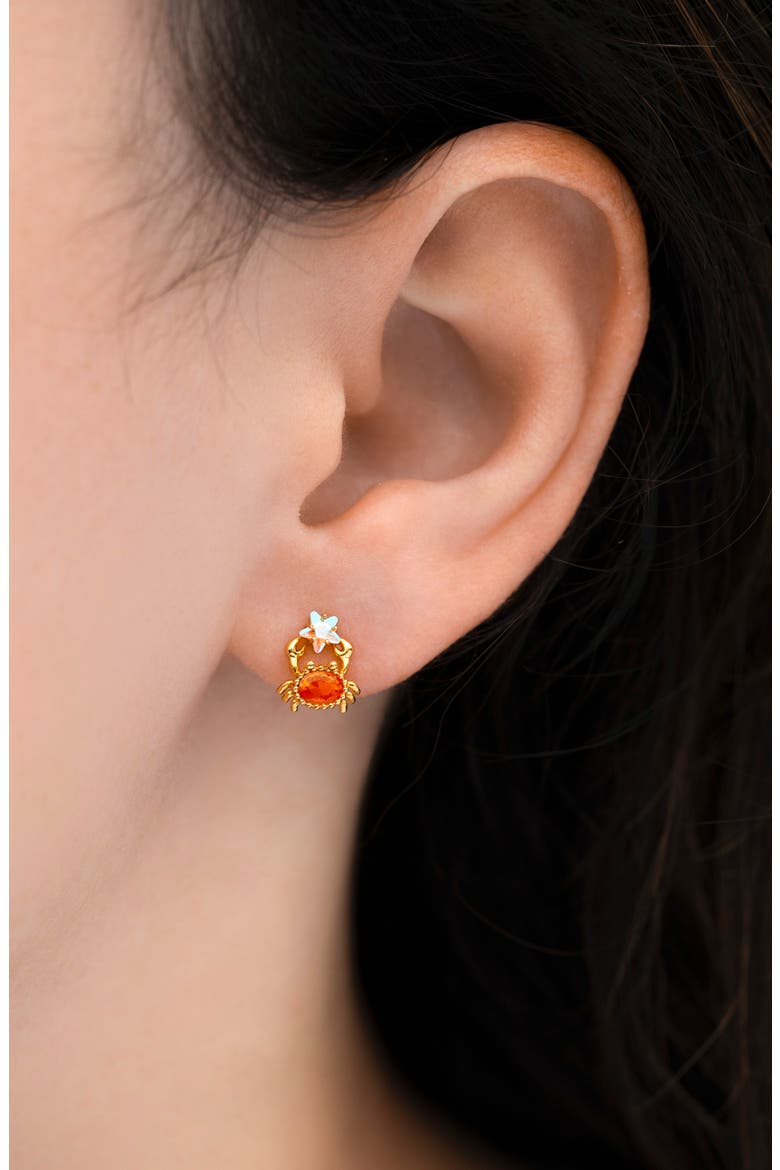 Crab Star Stud Earrings, Alternate, color, GOLD