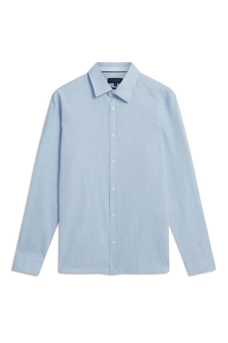 Prynn Regular Fit Linen & Cotton Button-Up Shirt, Alternate, color, LIGHT BLUE
