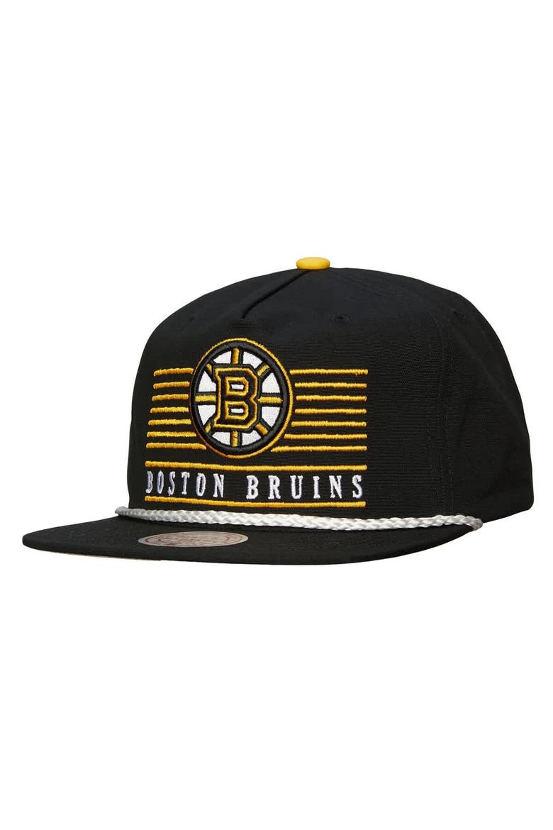 Men's Mitchell & Ness Black Boston Bruins Ascend Deadstock Snapback Hat, Main, color, Black