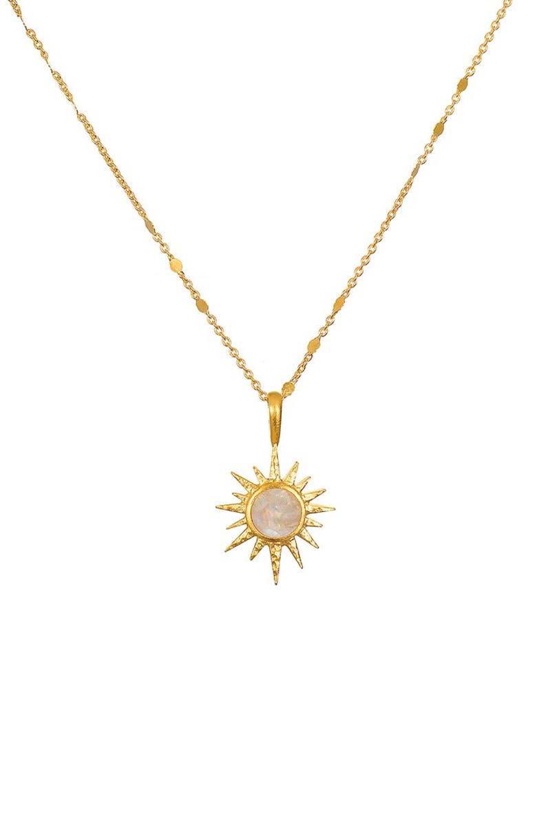 Satya Jewelry North Star Moonstone Starburst Necklace, Main, color, 