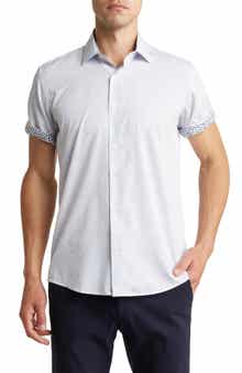 TOM BAINE Slim Fit Short Sleeve Performance Button-Up Shirt