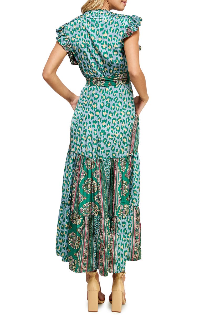 Q&A LOS ANGELES Patterned Tiered Maxi Wrap Dress, Alternate, color, 