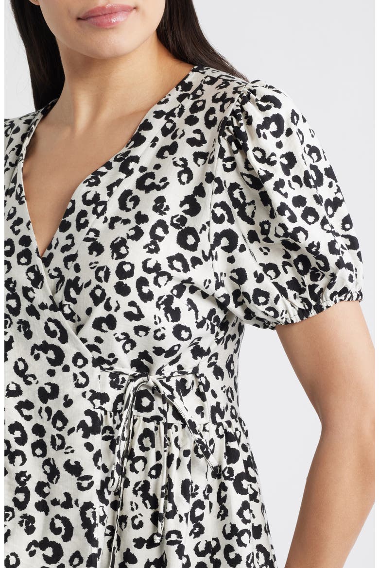 Animal Print Wrap Top, Alternate, color, BEIGE/ BLACK