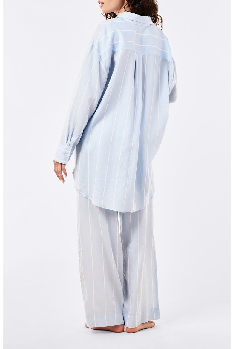 Stripe Cotton Pajamas, Alternate, color, CLEAR SKY WHITE STRIPE