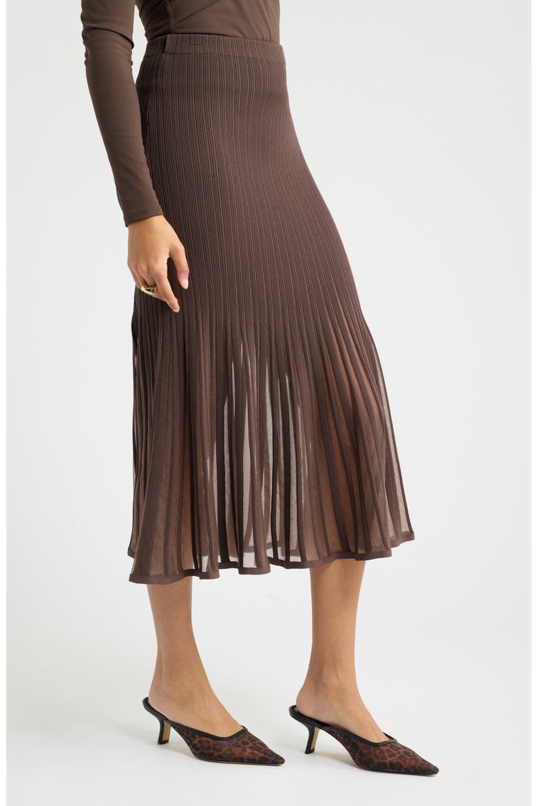 Ribbed Sweater Midi Skirt, Alternate, color, BROWN SEAL