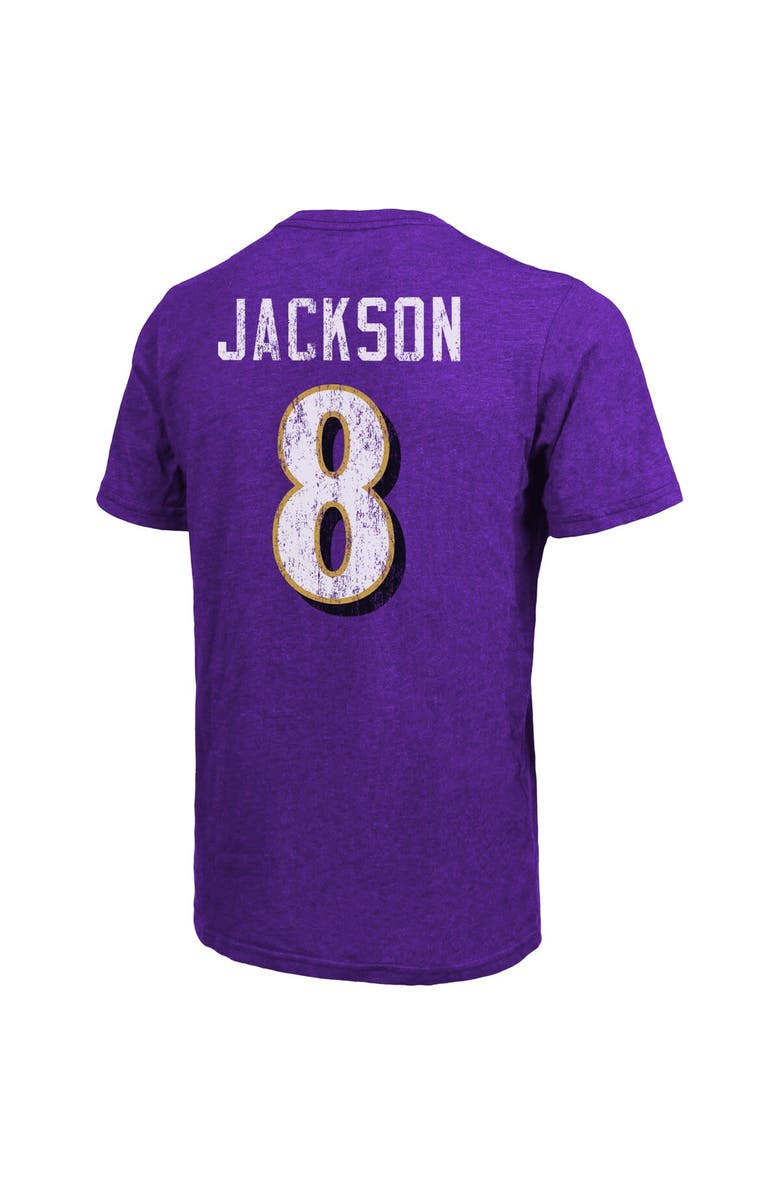 Majestic Threads Men's Majestic Threads Lamar Jackson Purple Baltimore Ravens Tri-Blend Name & Number T-Shirt, Alternate, color, 