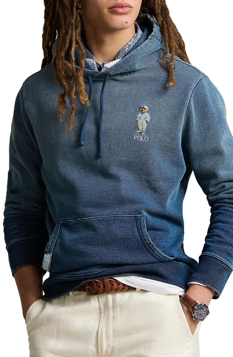 Polo Ralph Lauren Polo Bear Indigo French Terry Hoodie, Main, color,