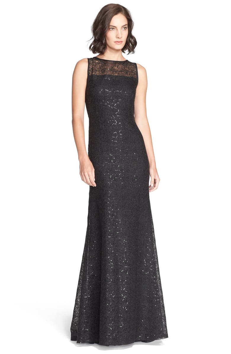 St. John Collection Paillette Gossamer Mesh Gown, Main, color, 