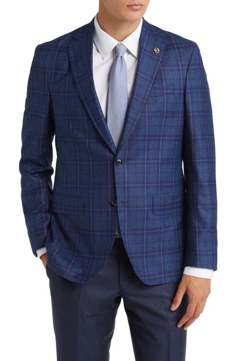 Karl Slim Fit Windowpane Plaid Wool Sport Coat