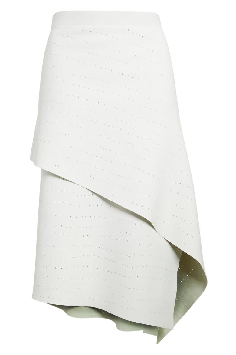 Pointelle Knit Asymmetrical Skirt, Main, color, OFF WHITE/ MINT
