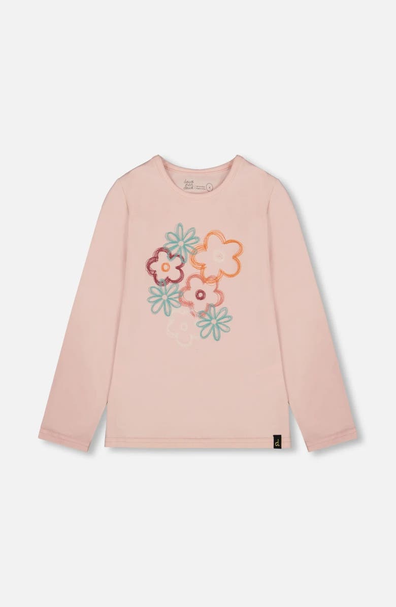 Deux par Deux Organic Cotton Long Sleeve T-Shirt with Big Flowers, Main, color,
