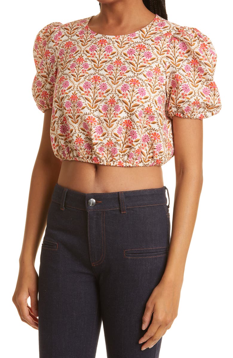CAMI NYC Floral Crop Linen Top, Alternate, color, 