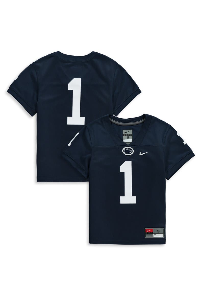 Preschool Nike #1 Navy Penn State Nittany Lions Team Replica Football Jersey, Main, color, Navy