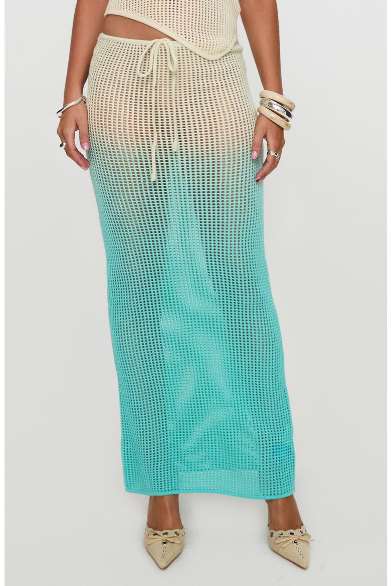 Ombré Open Stitch Maxi Skirt, Main, color, BLUE / CREAM