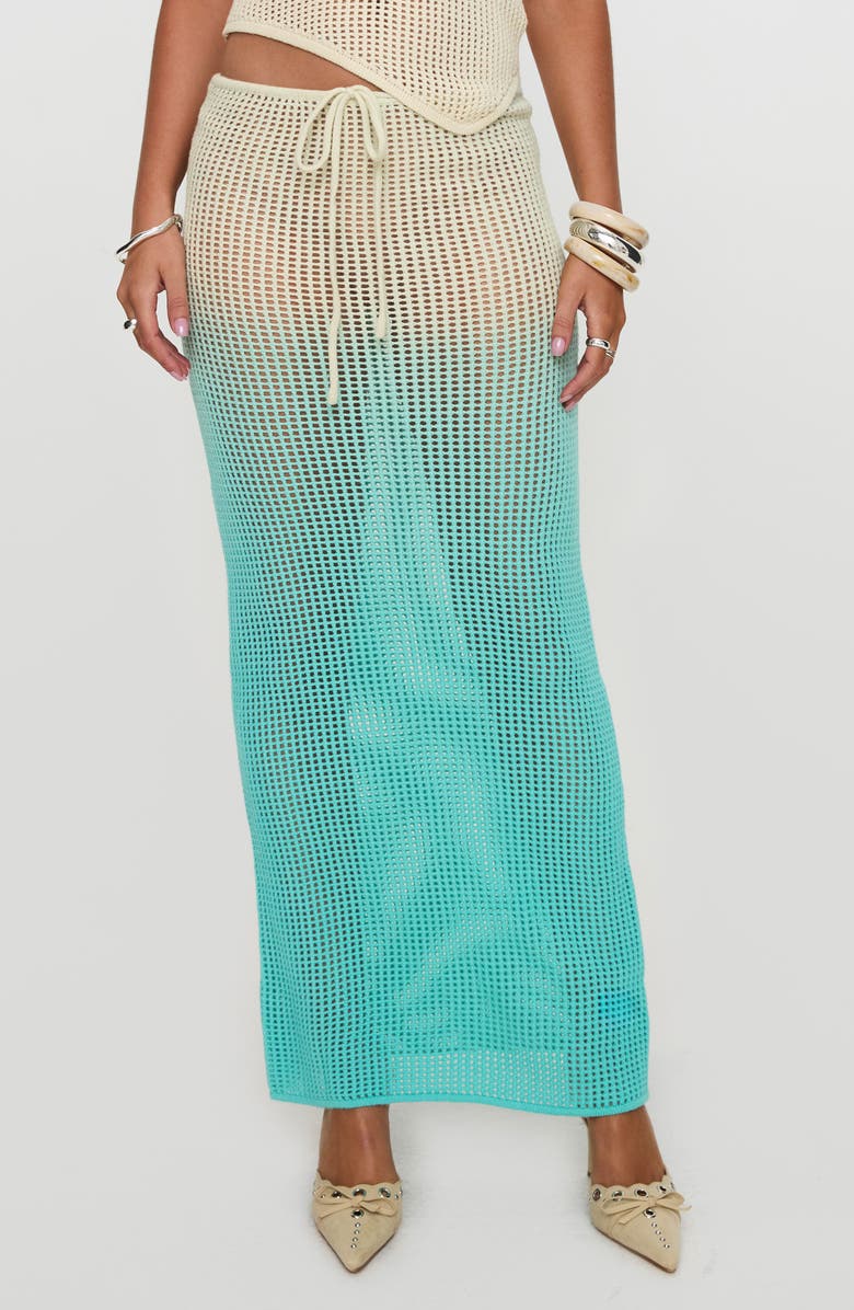 Princess Polly Ombré Open Stitch Maxi Skirt, Main, color, Blue / Cream
