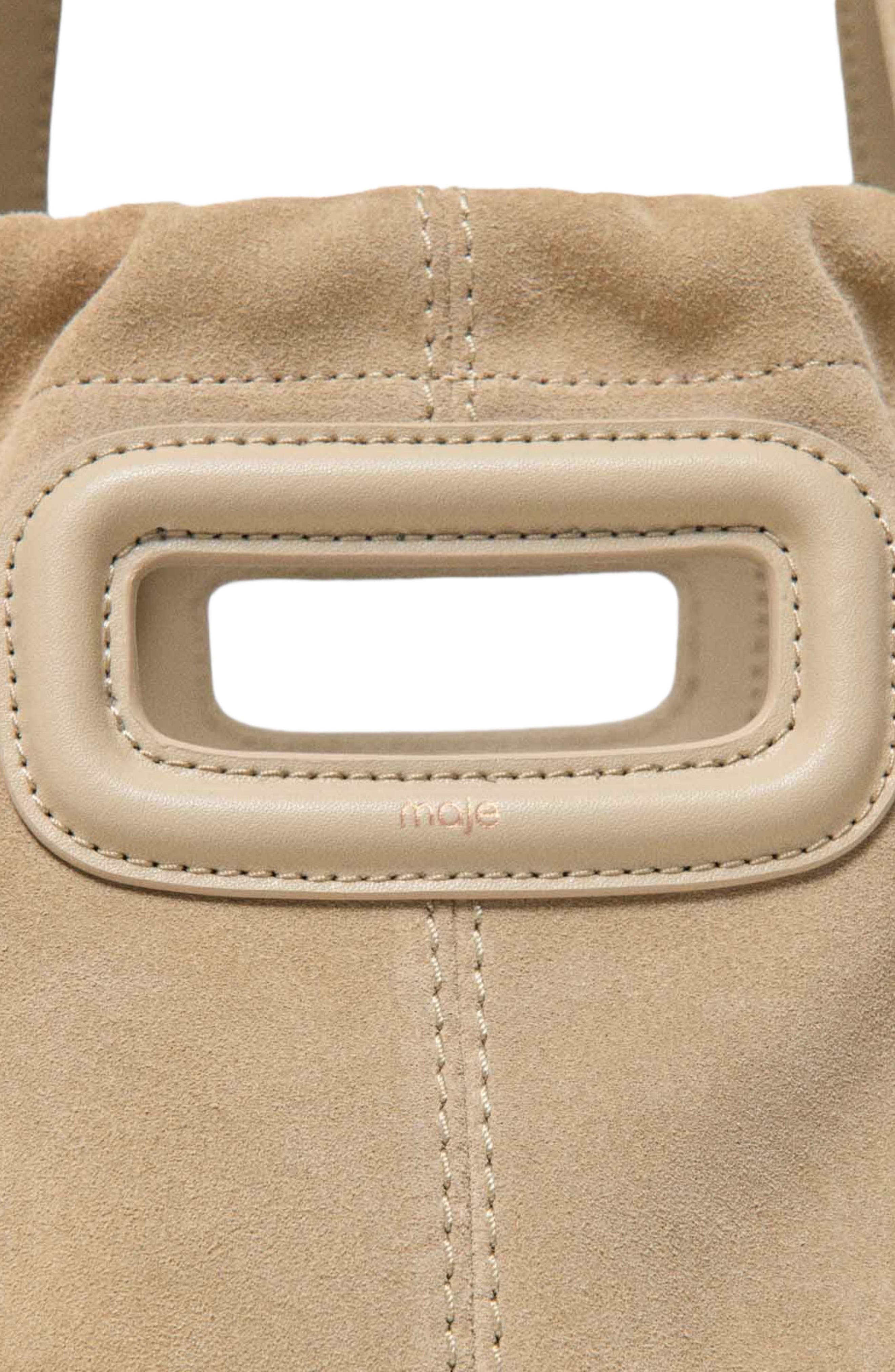 maje Suede Milpli tote bag, Alternate, color, Cappucino