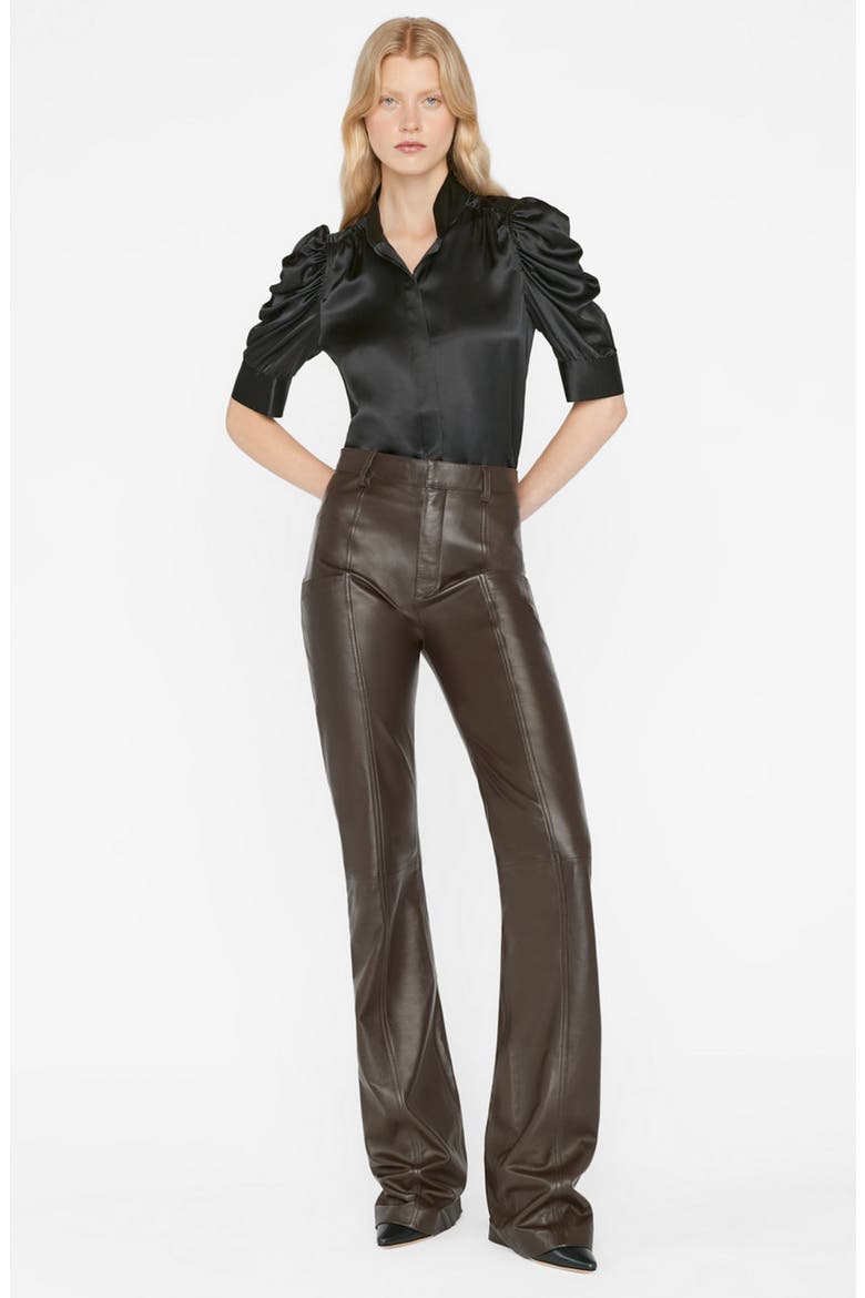Gillian Silk Button-Up Shirt, Alternate, color, NOIR