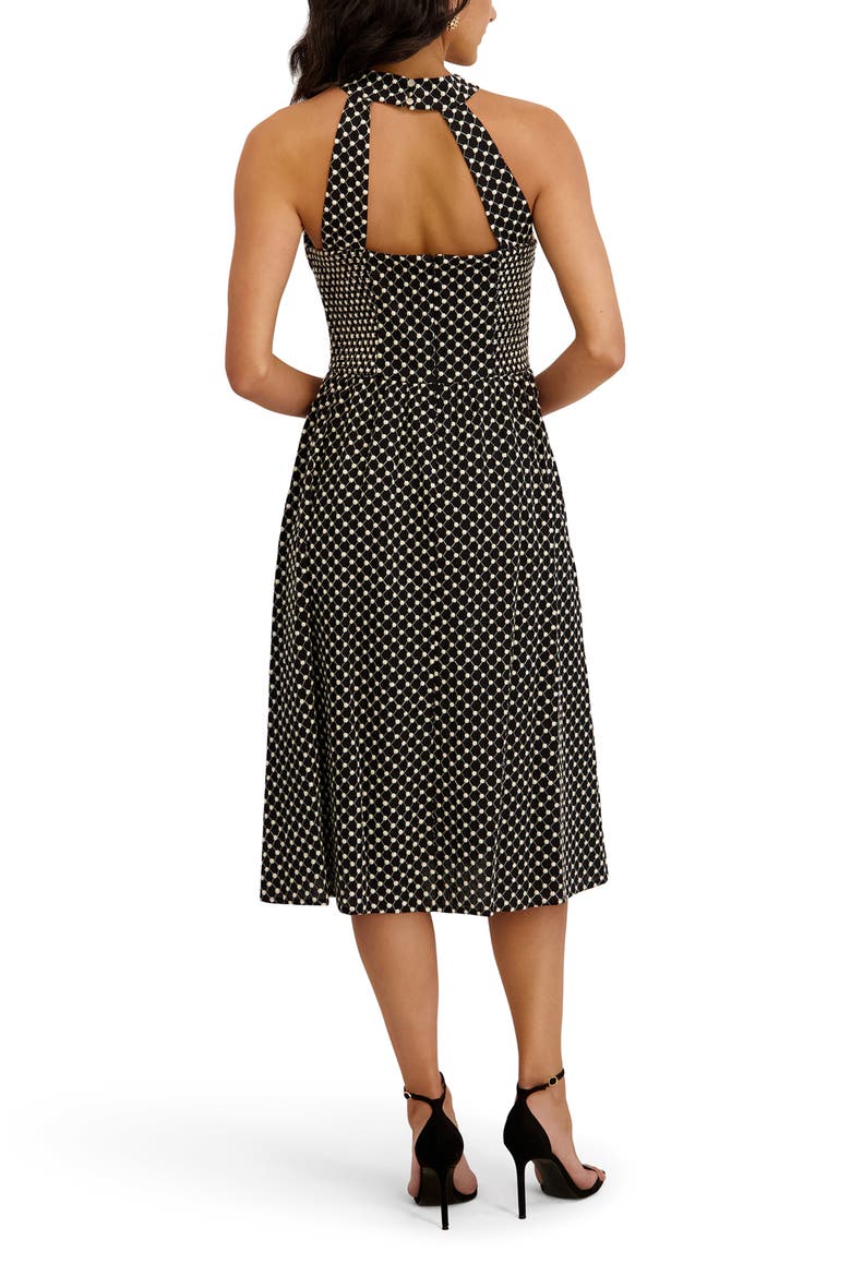 Embroidered Halter Dress, Alternate, color, BLACK/ IVORY