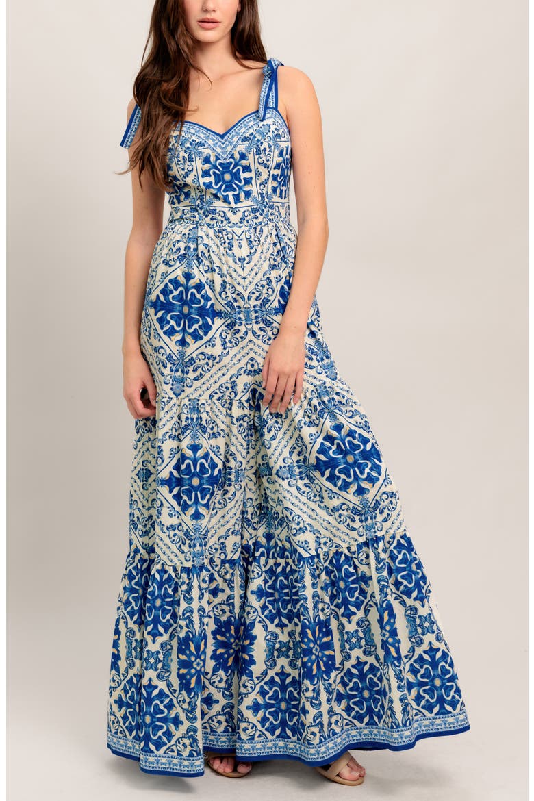 Print Wide Leg Jumpsuit, Alternate, color, BLUE WHITE