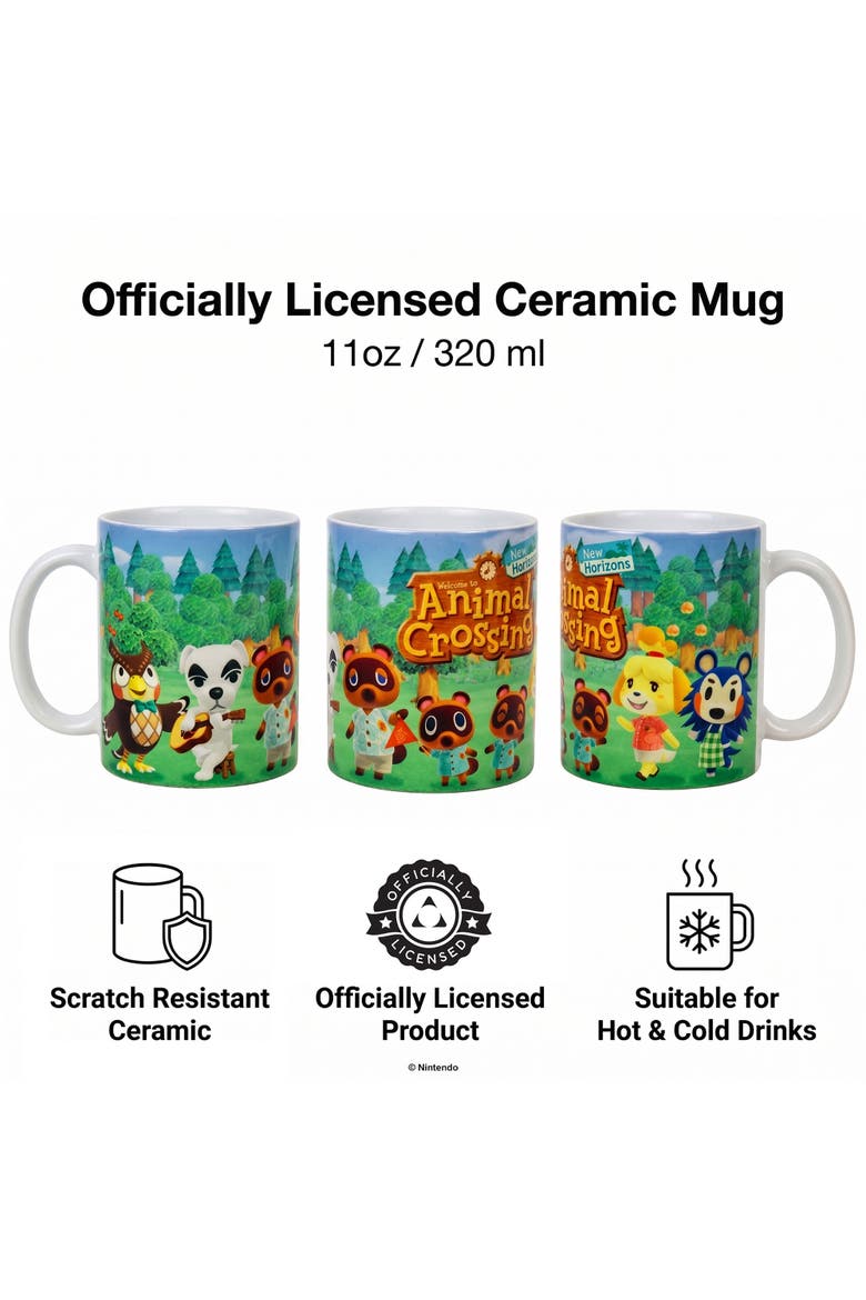 11 oz Animal Crossing New Horizons Lineup Ceramic Mug, Alternate, color, Green