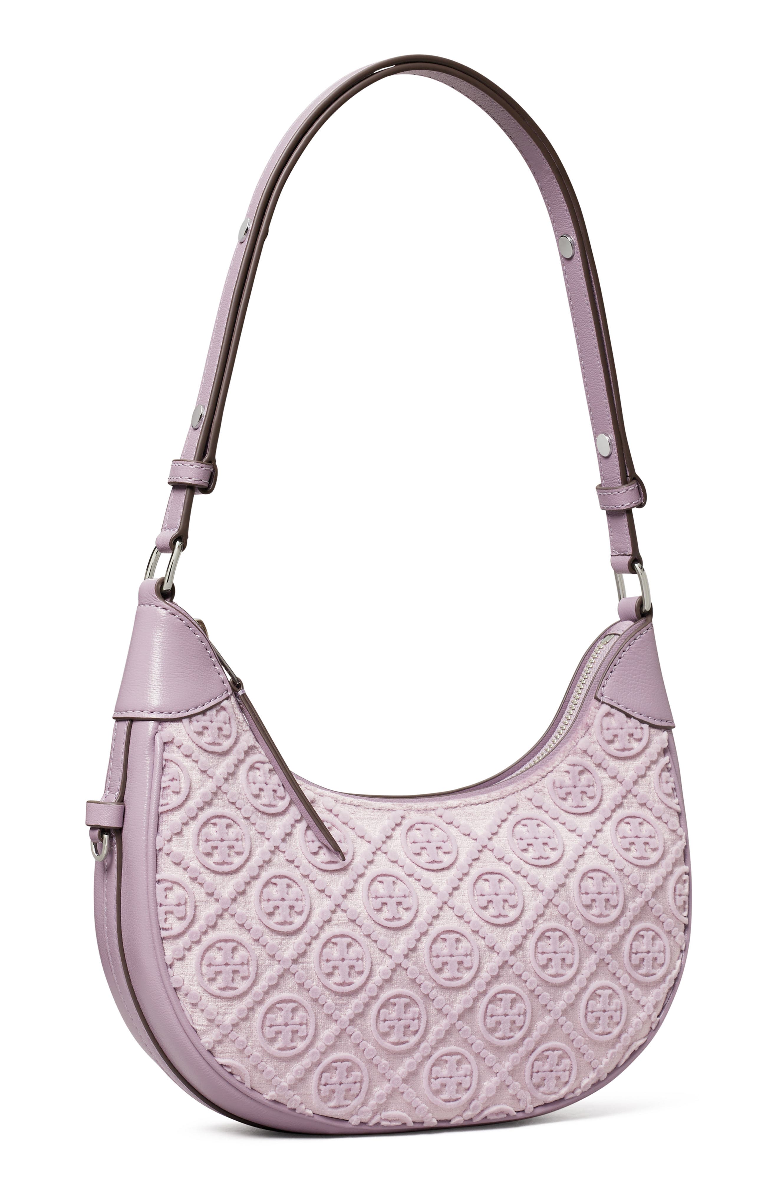 Tory Burch T Monogram Fil Coupé Crescent Shoulder Bag, Alternate, color, 