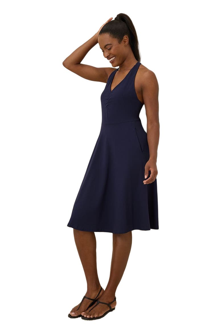 Organic Cotton Fit & Flare Gathered Halter Dress, Alternate, color, Eclipse