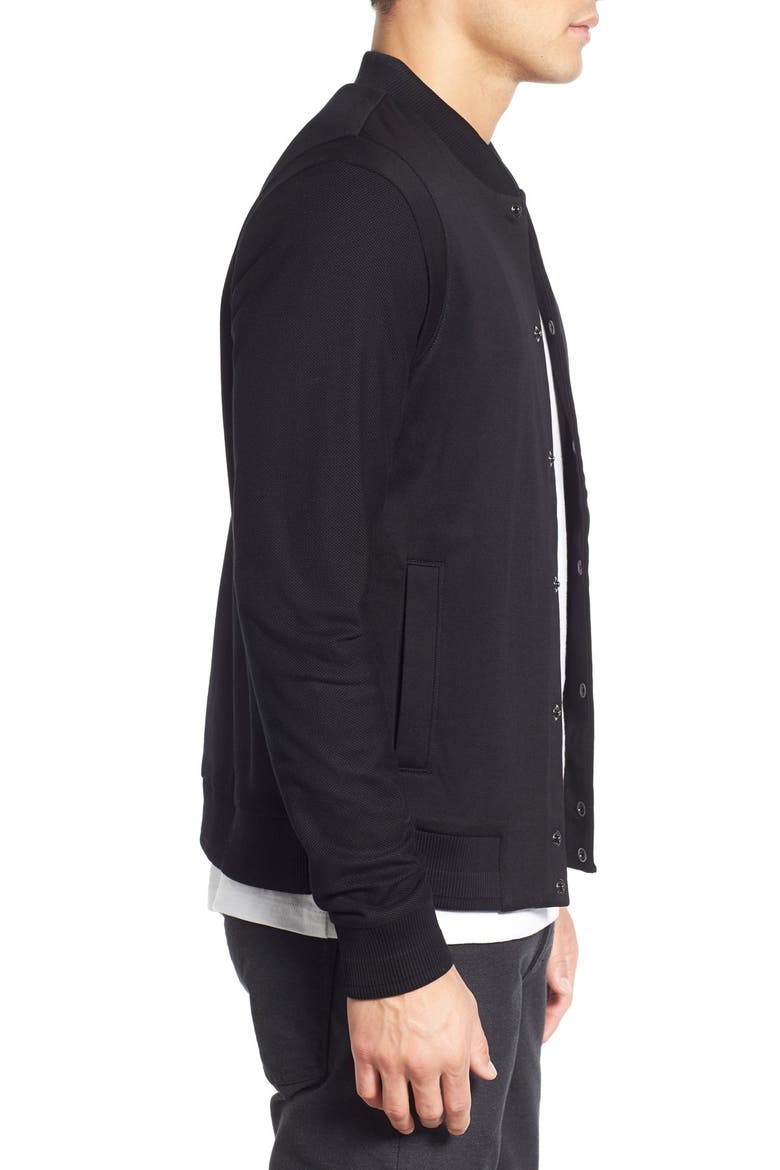 'Soule' Jersey Bomber Jacket, Alternate, color, BLACK