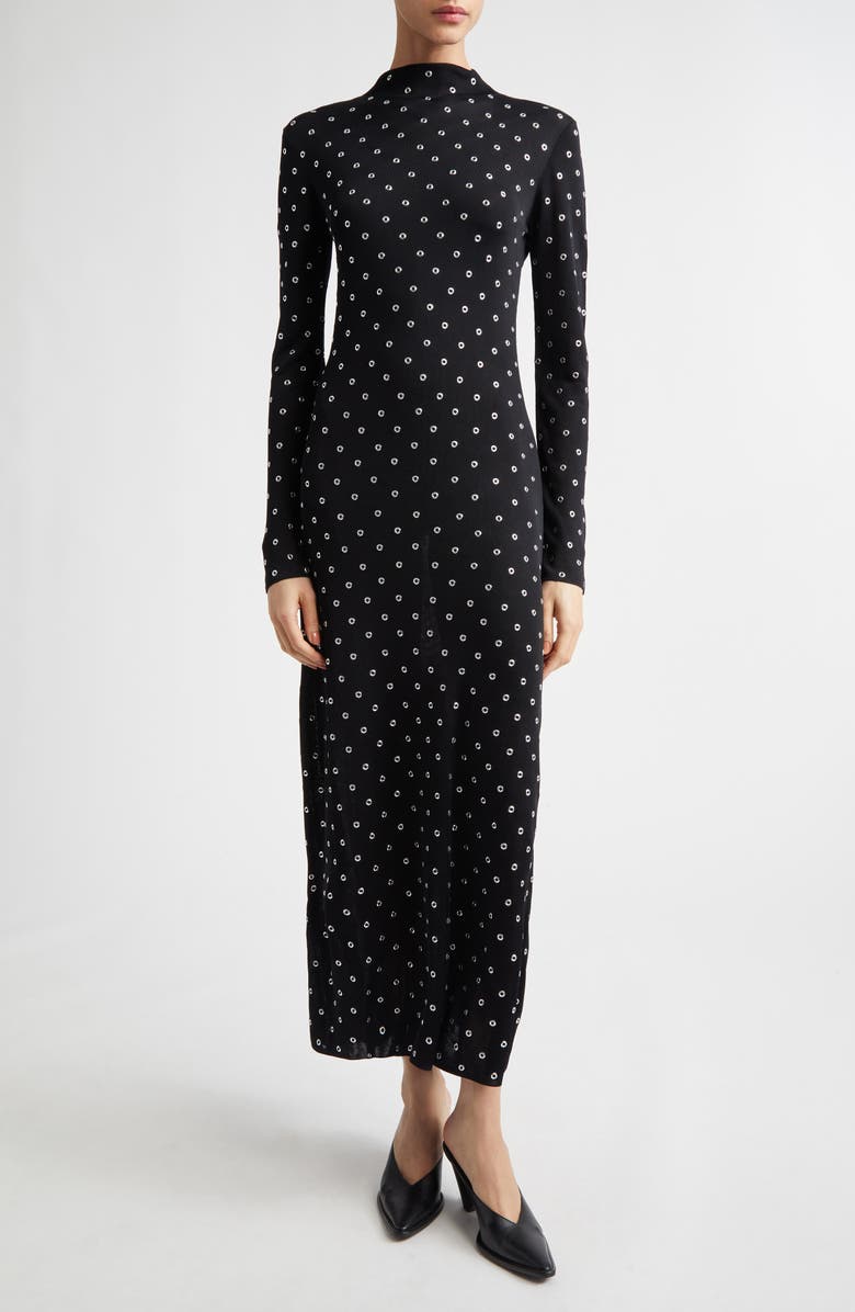 Altuzarra Kaplan Grommet Embellished Long Sleeve Sweater Dress, Main, color, Black