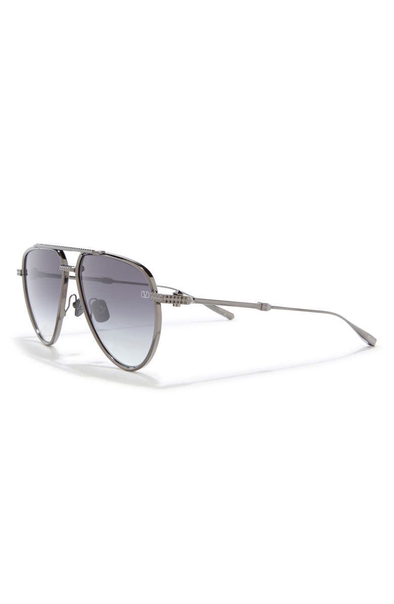 Valentino V-Stud II 59mm Aviator Sunglasses, Alternate, color, Black Black Grey