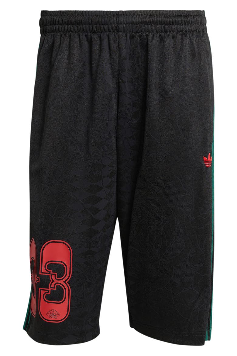 The Shorts Roses Drawstring Soccer Shorts, Alternate, color, BLACK/ COLLEGIATE GREEN/