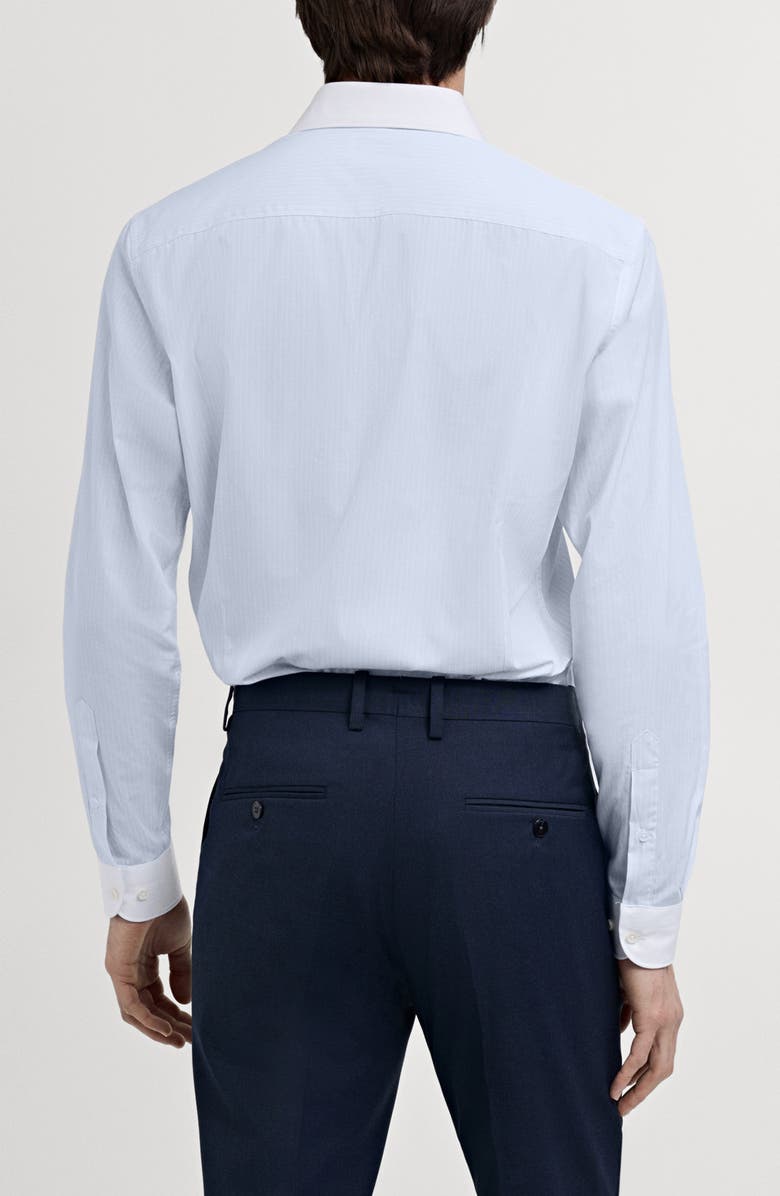 MANGO Slim Fit Stripe Button-Up Shirt with Contrast Collar, Alternate, color, 