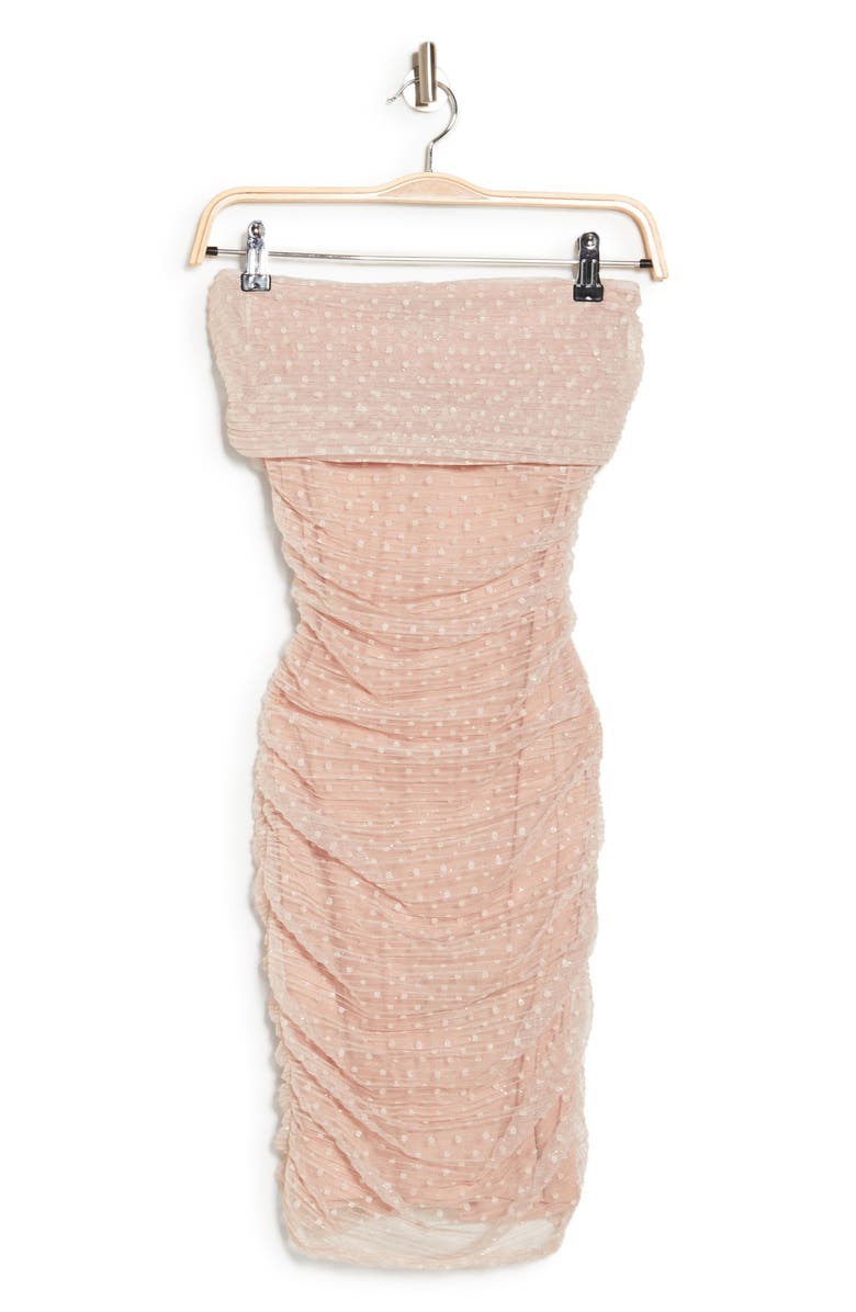 bebe Off the Shoulder Ruched Body-Con Dress, Alternate, color, Champ