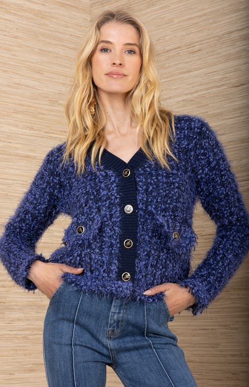 Hale Bob Madalyn Boucle Cardigan In Blue