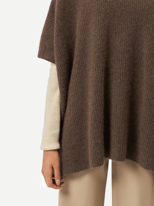 Gobi Mongolian Cashmere Rib-knit Cashmere Poncho In Cocoa
