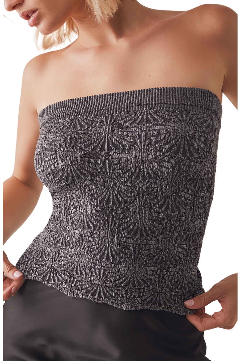 Love Letter Jacquard Tube Top, Main, color, BLACK