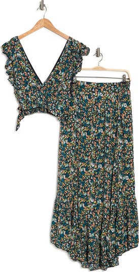 Free People Pretty Daze Floral Crop Top & Midi Skirt