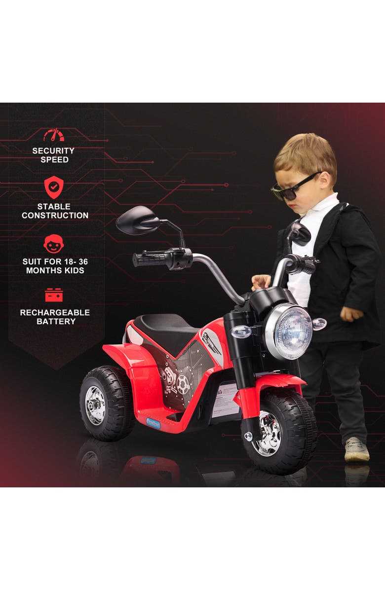 Aosom Kids Electric Dirt Bike, 6V, 3-Wheel, Horn, Headlights, Realistic Sounds, Alternate, color,
