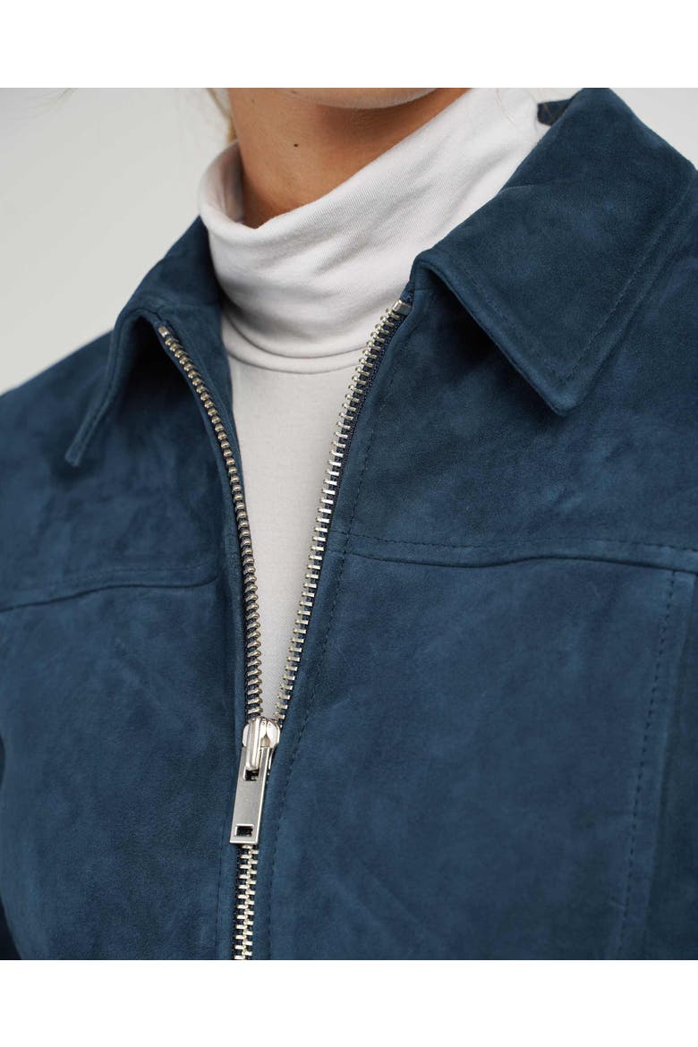 Harper Suede Bomber Jacket, Alternate, color, Marine Navy