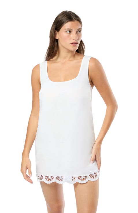 Air Linen Scallop Mini Dress