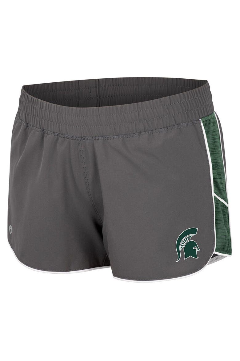 Women's Colosseum Gray Michigan State Spartans Pull The Switch Running Shorts, Alternate, color, Gray