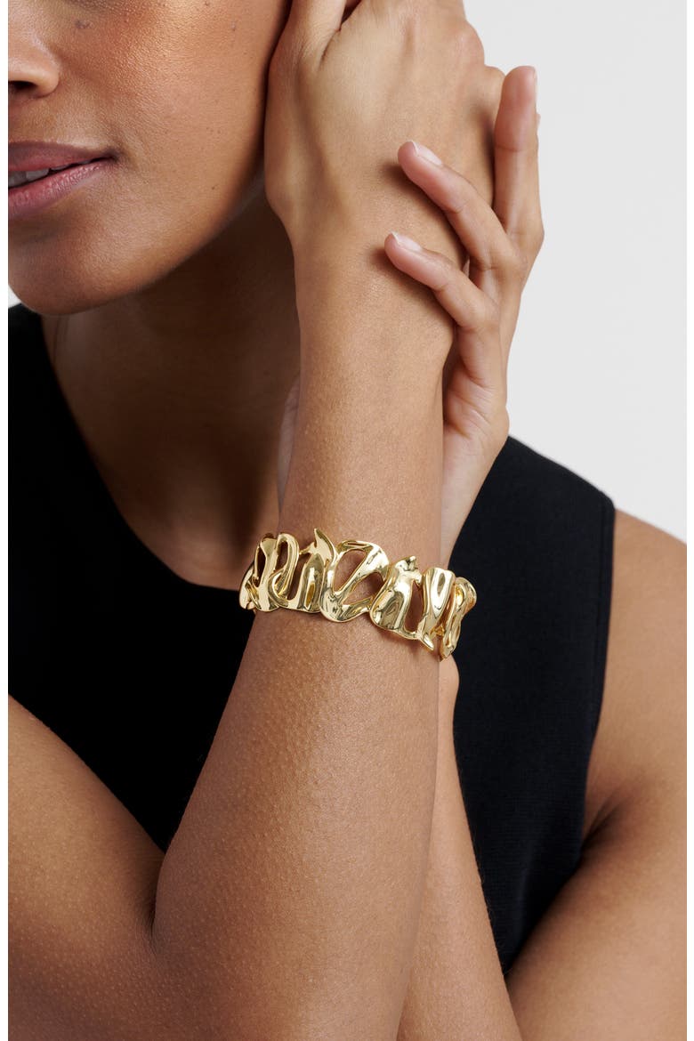 Leila Abstract Leaf Cuff Bracelet, Alternate, color, GOLD TONE