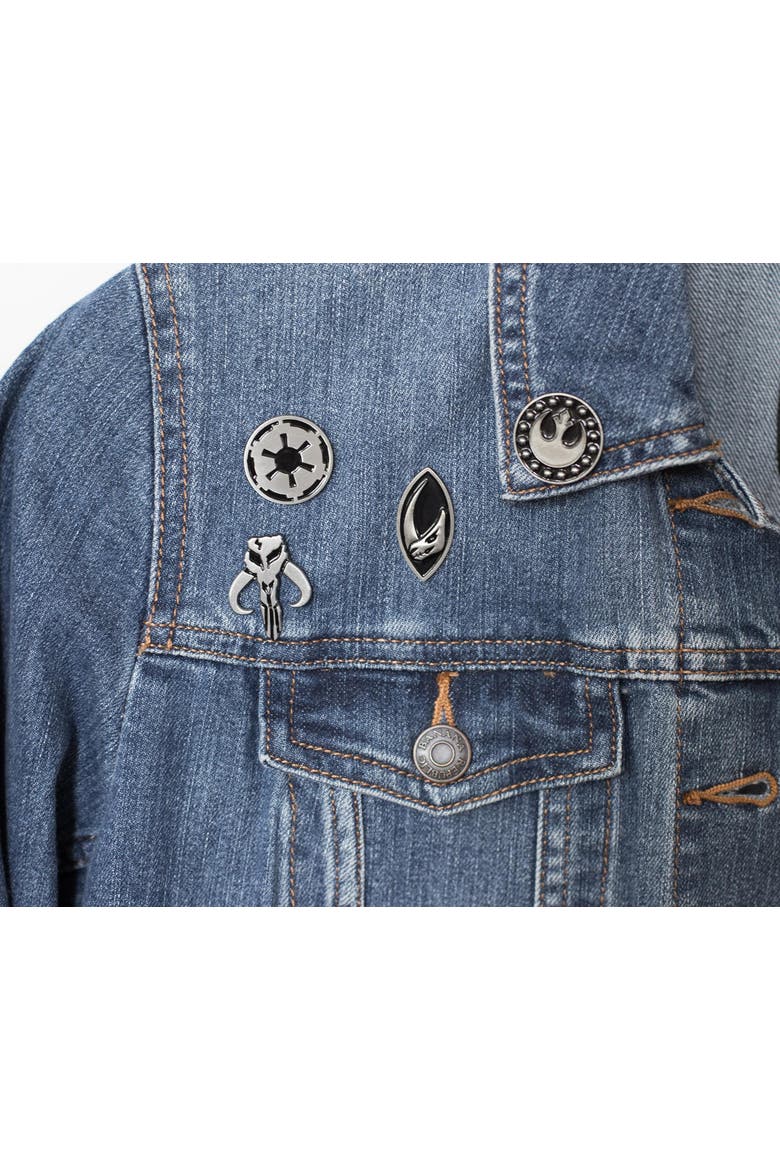 Star Wars The Mandalorian Symbols 4-Piece Enamel Pin Set | Base Metal Pins, Alternate, color, Silver