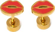 Pip Pop Girls' Lips Flatback Stud Hypoallergenic Earrings
