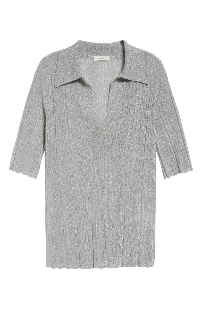 A.L.C. Joey Metallic Elbow Sleeve Polo, Alternate, color,