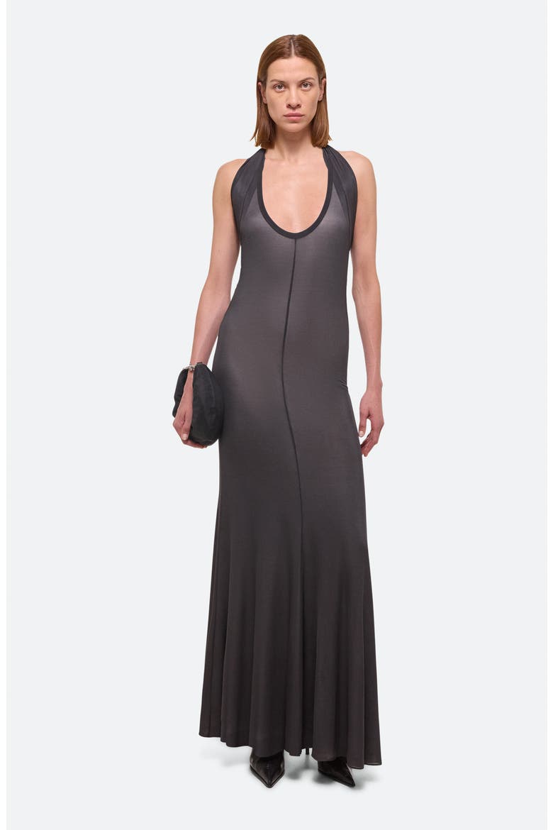 Dancer Plunge Neck Halter Maxi Dress, Alternate, color, BLACK SAND - 22N