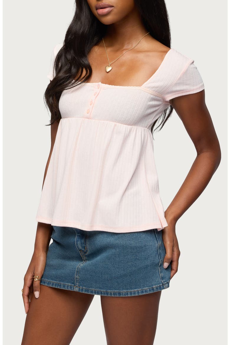 Bette Pointelle Babydoll Top, Alternate, color, LIGHT-PINK